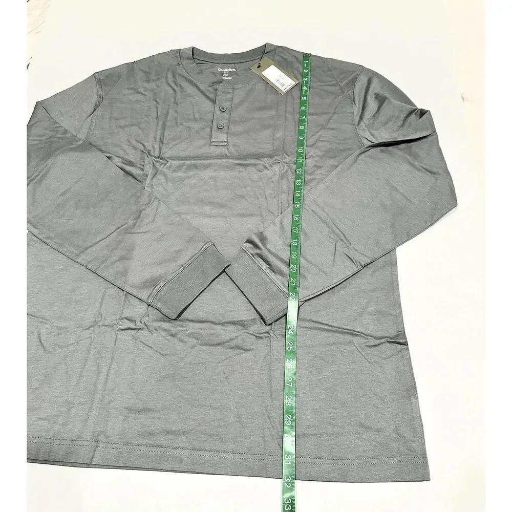 NEW Goodfellow & Co Men's T-Shirt Long Sleeve Gray Button Front XXL Tall NWT - Picture 7 of 9